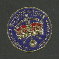 B12-10 1937 KGVI Coronation Gold Foil Sticker Label Used Damaged - Vignette Locali E Private