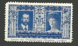 B12-15 KGV Coronation 1911 Union For Philanthropic Philately Blue MHR - Vignettes Locales Et Privées