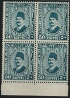 EGYPT POSTAGE 1927 - 1937 KING FUAD / FOUAD BLOCK 4 STAMP X 50 MILL - MILLEMES GREENISH BLUE MNH** - FRENCH ISSUE SG 166 - Ongebruikt