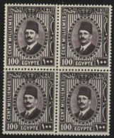 EGYPT POSTAGE 1927 - 1937 KING FUAD / FOUAD BLOCK 4 STAMP X 100 MILL - MILLEMES MNH** - FRENCH ISSUE SG 167 - Nuevos