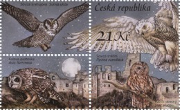 Czech Rep. / Stamps (2015) 0855 K1+K2: Owls (Nyctea .., Strix ..., Sumea Ulula, Asio Flammeus) Painter: J. & L. Knotkovi - Unused Stamps
