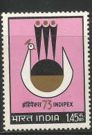 India 1973, IINDIPEX 73, Philately Exhibition 1973, India Stylish Peacock, Bird, MNH - Peacocks