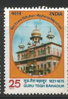 India 1975, Guru Tegh Bahadur ,Sikhism, Gurudwara Sis Ganj Sahib, MNH - Hindoeïsme