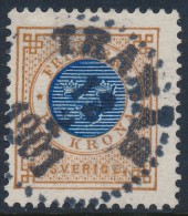 Sweden Suède Sverige: Facit 49, 1Kr Brown/dark Blue Ringtyp Posthorn, F Used TRANÅS Cancel (DCSV00315) - 1872-1891 Ringtyp