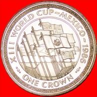 * GREAT BRITAIN: ISLE OF MAN ★ 1 CROWN 1986 FOOTBALL! UNCOMMON PROOF-LIKE! FLAGS! LOW START★NO RESERVE!!! - Isle Of Man