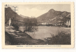 Isère - 38 - Grenoble Fontaine Le Pont Suspendu Sur Le Drac Et Le Vallon De Quaix 1944 Mollaret - Grenoble