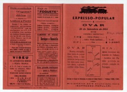 Portugal, Ovar - Expresso Popular 1953, Horário, Timetable, Comboio, Train  (2 Scans) - Europa