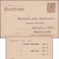 Bavière 1906. Carte Entier Postal Timbré Sur Commande. Commande De Bouteilles De Bière De Munich Zum Sternecker - Bières