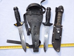 LOT 3 ANCIENS COUTEAUX POIGNARDS PLONGEUR :  2  BEUCHAT ESPADON + 1 OUTDOOR - Knives/Swords