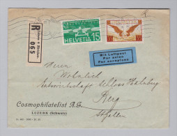 Schweiz Flugpost 1935 Bern 6 Zürichstr. Roll-O Auf R-Brief Nach Berg Mit Zu#FP14z+16 - Premiers Vols