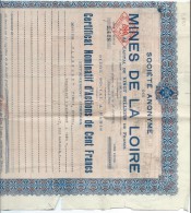 Mines De La Loire/Certificat Nominatif D´Actions De  Cent Francs/Paiement Dividendes/Chaix/Paris/1943    ACT98 - Miniere