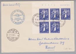 Schweiz Flugpost Swissair-Europaflug Nord 5xLandi It. 30 Rp. - Premiers Vols