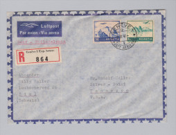 Schweiz Flugpost 1946-04-08 R-Linienflugbrief Genf-Philadelphia - Erst- U. Sonderflugbriefe