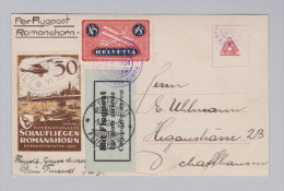 Schweiz Flugpost 1924-06-19 Romanshorn Nach Zürich - Eerste Vluchten