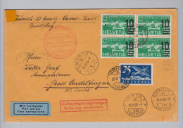 Schweiz Flugpost 1935-03-35 Winterflug Zu#F20b VB Matter Aufdruc - Unused Stamps