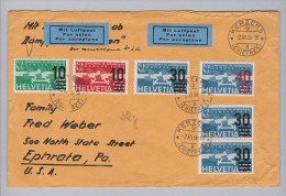 Schweiz Flugpost 1936-12-02 Bedarfsbrief Nach USA Gute Frankatur - Erst- U. Sonderflugbriefe