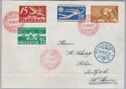 Schweiz Flugpost 1932-08-21 Tour Aér. D'Europe Rot Brief Nach Winterthur - Erst- U. Sonderflugbriefe