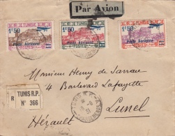 Lettre Recommandé Tunis Poste Aérienne Pour La France 1931 - Luchtpost