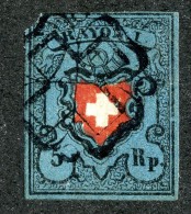 9950  Switzerland 1850 Zumstein #15 II (o)  Michel #7 II Full Margin,missing Small Corner U/L - 1843-1852 Federale & Kantonnale Postzegels