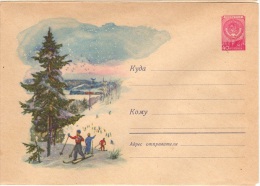 SKI-L6 - RUSSIE - URSS Entier Postal Enveloppe Illustrée Thème Ski 1959 - 1950-59