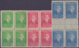 1949-128 CUBA. REPUBLICA. 1949. Ed.425-27. RETIRO DE COMUNICACIONES. ISMAEL DE CESPEDES. SET BLOCK 4 NO GUM. - Ungebraucht