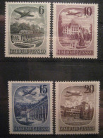 Yvert 36/9 Poste Aerienne Air Mail Villes D'eaux Spa Of Baths Thermal Health Set Hinged Charniere Czechoslovakia - Corréo Aéreo