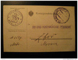 PFARRAMT SEELENZ 1918 To Zhori Morava Moravia Horse Cancel Card Bohemia Moravia Czech Czechoslovakia - ...-1918 Vorphilatelie