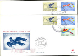 BIRDS-AMERICAN FLAMINGOS & OTHERS-VARIETY-FDC-SURINAME-1971-SCARCE-BX1-147 - Flamingo's