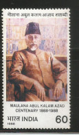 India 1988 Maulana Abul Kalam Azad Islamic Freedom Fighter,Born In Mecca, Saudi Arabia,1v, MNH,Famous Person - Islam