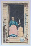 CHURNING, A MOUNTAIN WOMAN AT ONE OF HER CHORES, North Carolina - Amerika