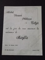 PARIS XVIIe - Faire-Part De Naissance De Marylis CAZA - Le 18 Octobre 1945 - A VOIR ! - Geburt & Taufe