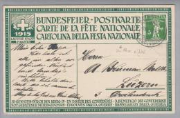 Schweiz Pro Patria Bundesfeierkarte 1915 O Werteindruck Gebr. - Storia Postale