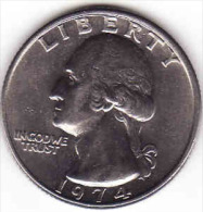 Etats-Unis, United States, USA - 25 Cents - Quarter Dollar 1974 - Washington - COBRE/NIQUEL - 1932-1998: Washington