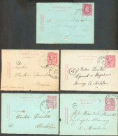 Lot De 5 E.P. Carte-lettre 10 Centimes Emission 1869 Et 1884 Obl. Par La Cachet Sc De BORNHEM + Boîte W Ou TV Vers Meche - Carte-Lettere