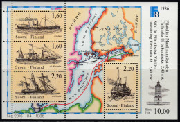 Finland 1986 Stamp Exhibition FINLANDIA 88. Mail Ships. Mi Block 2 MNH - Blocks & Kleinbögen