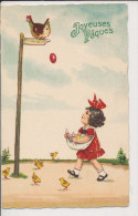 BAUMGARTEN?, EASTER, LITTLE GIRL WITH APRON, CHICKS, EGG,  EX Cond. Litho PC, Used,  1927, UNSIGNED - Baumgarten, F.