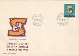 39579- ILO, INTERNATIONAL LABOUR ORGANIZATION, COVER FDC, 1969, ROMANIA - ILO