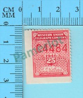 US - WESTERN UNION TELEGRAPH STAMPS - Frank No C4484 - 25 Cents 1946 - 2 Scans - Revenues