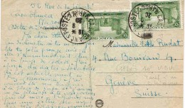 Maroc Marruecos Morocco Marokko Casablanca Genève Suisse 1920 Carte Lettre Cover Carta - Brieven En Documenten