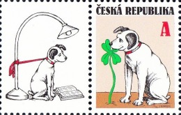 Czech Rep. / Stamps (2014) 0796 K1L: Good Luck (Sitting Dog Nibbling Cloverleaf); Painter: Jiri Sliva - Unused Stamps