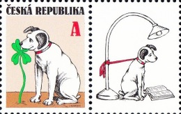 Czech Rep. / Stamps (2014) 0796 K1P: Good Luck (Sitting Dog Nibbling Cloverleaf); Painter: Jiri Sliva - Unused Stamps