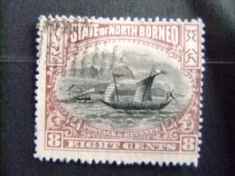 BORNEO DEL NORTE NORTH BORNEO BORNÉO DU NORD 1897 EMBARCATIONS INDIGÈNES Yvert Nº 80 - Noord Borneo (...-1963)
