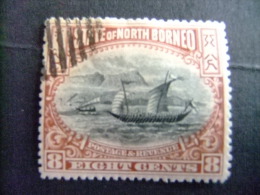 BORNEO DEL NORTE NORTH BORNEO BORNÉO DU NORD 1897 EMBARCATIONS INDIGÈNES Yvert Nº 80 - Noord Borneo (...-1963)