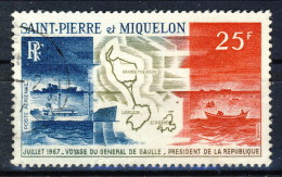 S. Pierre Et Miquelon Posta Aerea 1967 N. 38 Fr 25 Viaggio Di De Gaulle USATO Catalogo € 18,50 - Usati