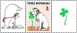 Czech Rep. / Stamps (2014) 0796 K1L+K3P: Good Luck (Sitting Dog Nibbling Cloverleaf); Painter: Jiri Sliva - Unused Stamps