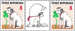 Czech Rep. / Stamps (2014) 0796 (2x) Sv K: Good Luck (Sitting Dog Nibbling Cloverleaf); Painter: Jiri Sliva - Unused Stamps