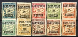 S. Pierre Et Miquelon Tasse 1925 - 27 Serietta N. 10-19 Sovrastampati MLH Catalogo € 22 - Timbres-taxe