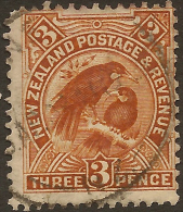 NZ 1898 3d Huias Small SG 375 U #TY154 - Gebruikt