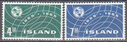 Iceland   Scott No. 370-71     Unused Hinged    Year  1965 - Nuovi