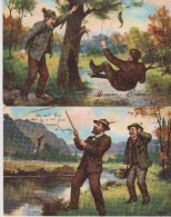 Lot 2 Cpa Illustration Humour PECHE A LA LIGNE - Fishing